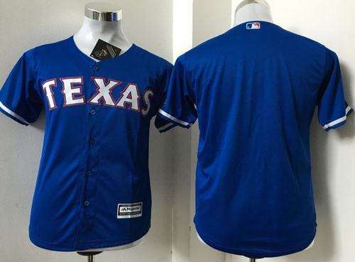Rangers Blank Blue Cool Base Stitched Youth MLB Jersey